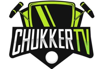 ChukkerTV logo on a black shield with lime accents, bold CHUKKER TV text, crossed mallets, and a white polo ball at the bottom.