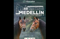 Poster for the 49th Copa Ciudad Medellín Exposición Equina Grado A, featuring two horses facing each other.
