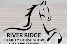 Stylized black horse silhouette logo with the text 'River Ridge Charity Horse Show' and '80th Anniversary' beneath.